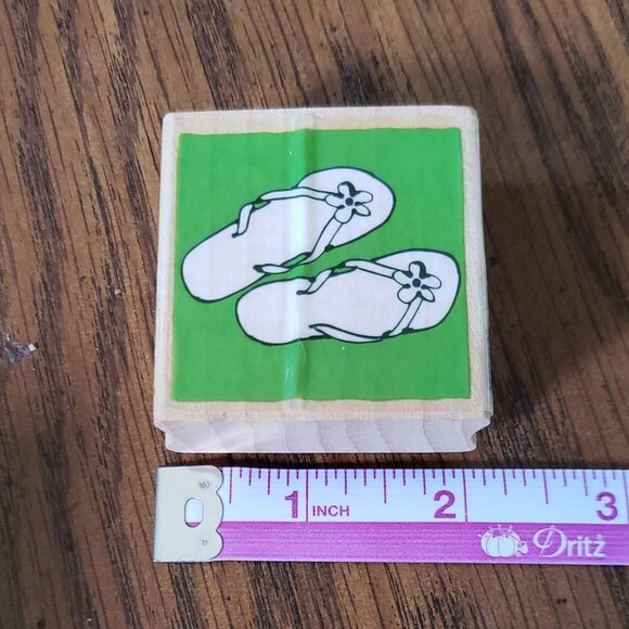 Vap Scrap Rubber Stamp 2'x2' Flip Flops - Picture 2 of 5